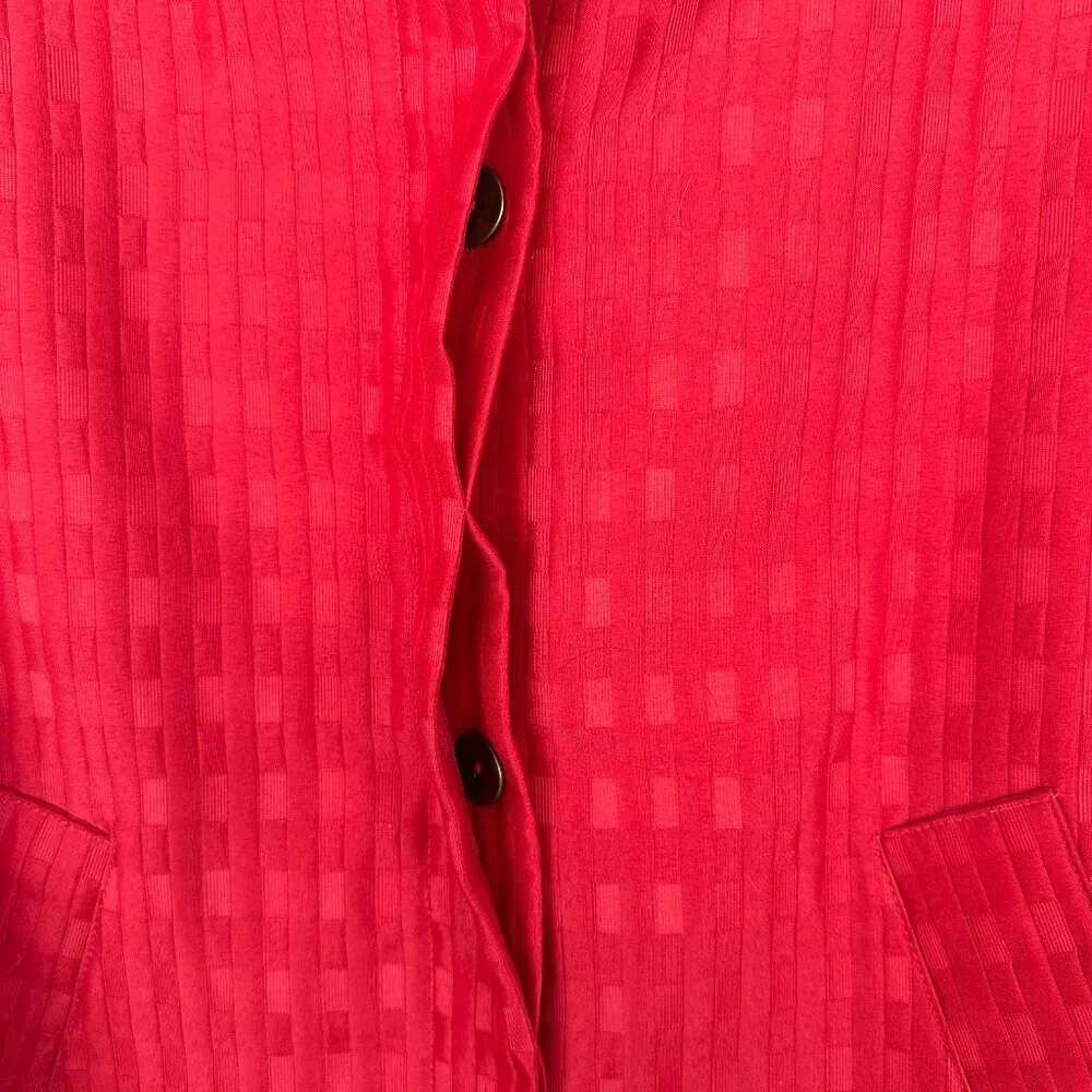 SIMONTON SAYS WOMEN'S RED SQUARED DESIGNED JACKET BLAZER HIDDEN BUTTON SIZE S - Picture 10 of 11